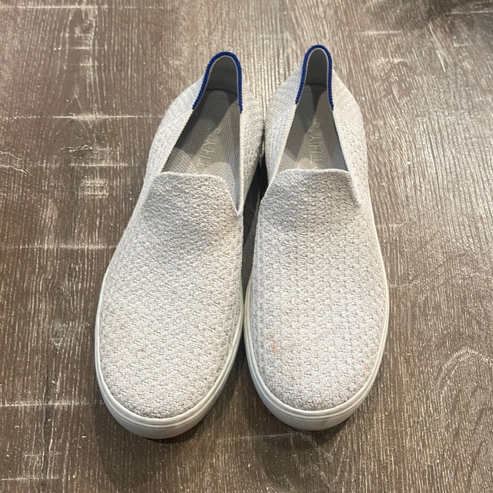 Rothy's White and Blue Women's Sneakers (Salt Honeycomb)